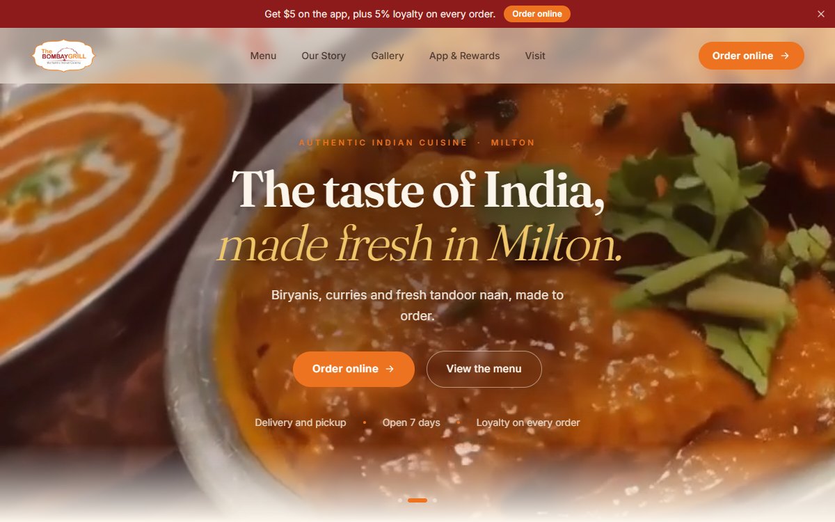 The Bombay Grill restaurant website: The taste of India, made fresh in Milton
